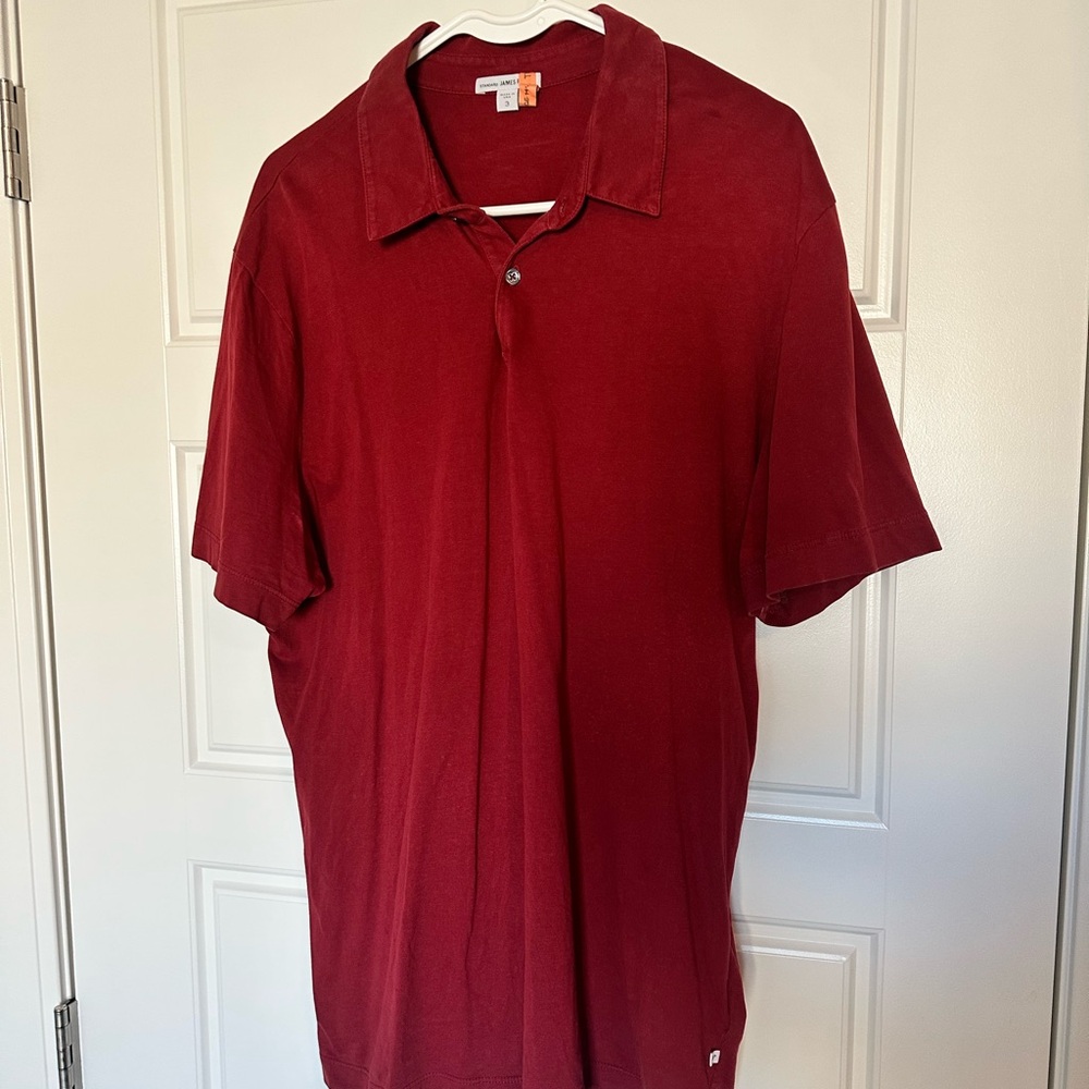 James Perse Rich Red Polo Shirt - Picture 2 of 5